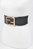 F Iconic Buckle Elastic Plus Size Belt black
