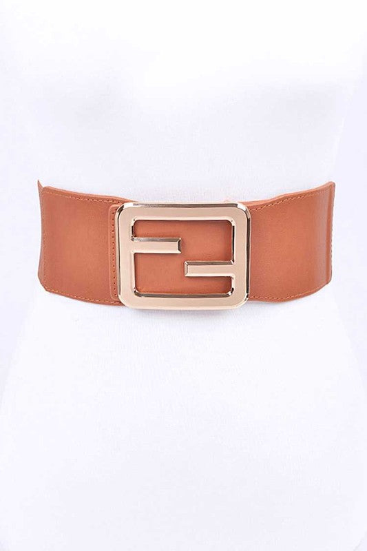 F Iconic Buckle Elastic Plus Size Belt brown