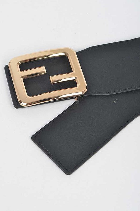 F Iconic Buckle Elastic Plus Size Belt black