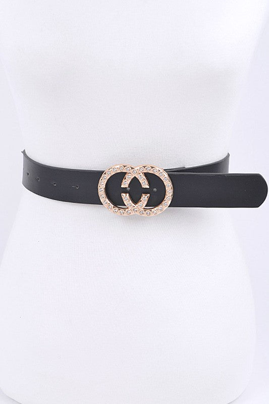 Crystal Buckle Plus Size Belt Black