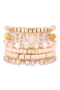 "FAITH" CHARM BEADS BRACELET