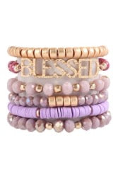 "BLESSED" CHARM BEADS BRACELET