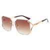 Diamond Cut Oversized Women Rimless Fashion Shades Sunglasses Brown