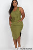 PLUS SIZE DRAWSTRING SLEEVELESS MIDI DRESS 