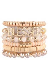 "BLESSED" CHARM BEADS BRACELET