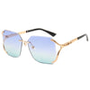 Diamond Cut Oversized Women Rimless Fashion Shades Sunglasses