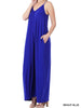 Zenana Maxi Dress with Pockets Bright Blue 
