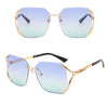 Diamond Cut Oversized Women Rimless Fashion Shades Sunglasses
