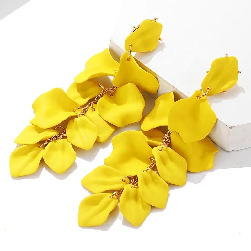 Acrylic Rose Petal Earrings yellow