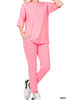 2 Piece Comfortable Cotton Set Zenana Bright Pink