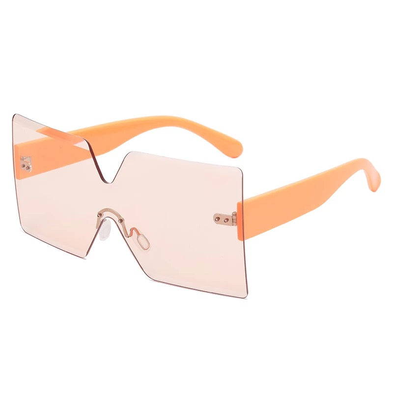 "Blockers" Orange Square Oversized Rimless Shades Sunglasses 