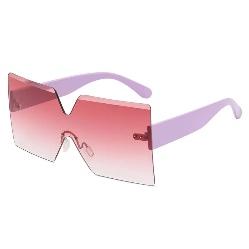 "Blockers" Pink/Purple Square Oversized Rimless Shades Sunglasses 