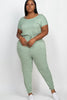 Plus Casual Short Sleeve Jumpsuit with Drawstring Waist Capella