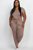 Plus Casual Short Sleeve Jumpsuit with Drawstring Waist Capella