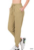 French Terry Khaki Jogger Pants Zenana