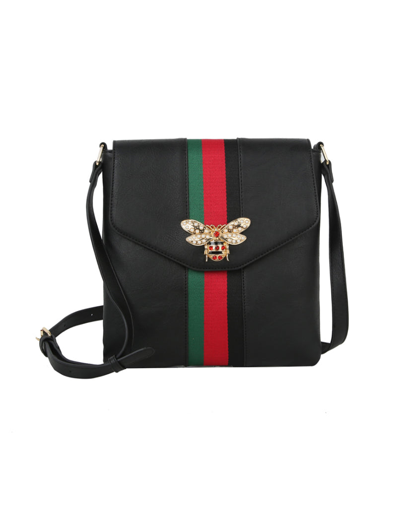 Handbag Republic Fashion Bee Crossbody Multi Color Stripe Messenger Vegan  Leather Purse for Women (GRAFFITI-BLACK): Handbags