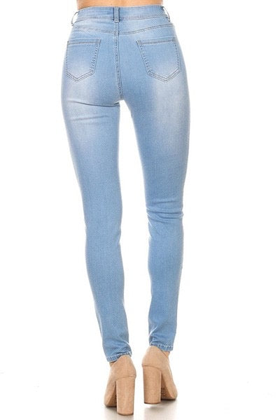 Light Wash High Waist Stretch Skinny Jeans