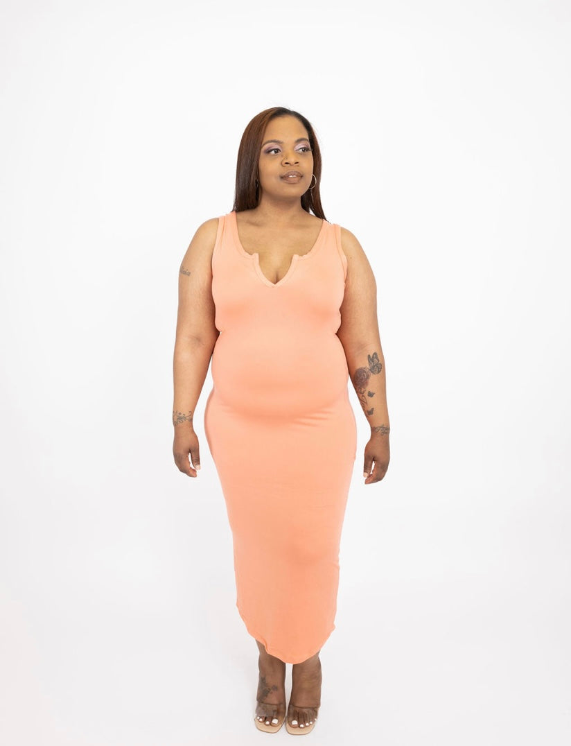 Plus  Split Neck Tank Midi Dress