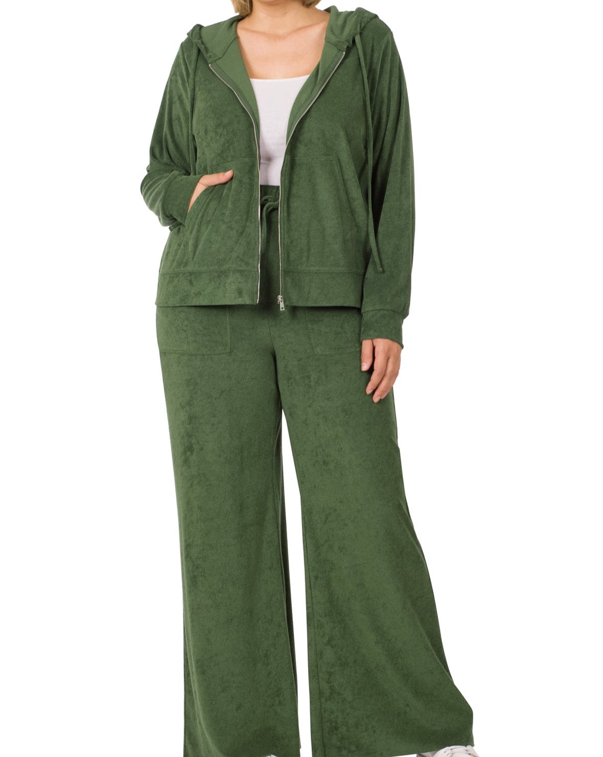 Green Loop Terry Jacket Pants Set