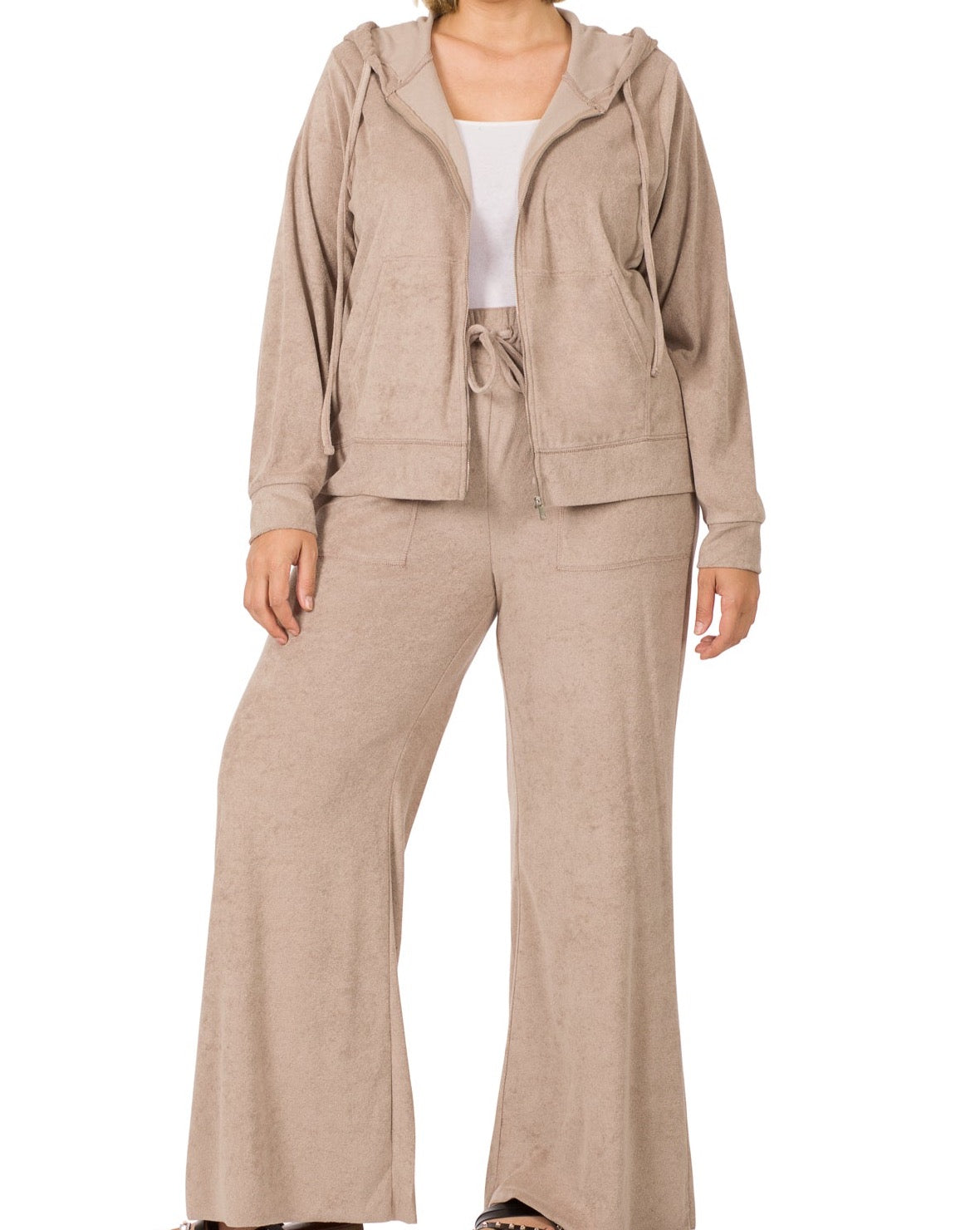 Ash Mocha Loop Terry Jacket Pants Set