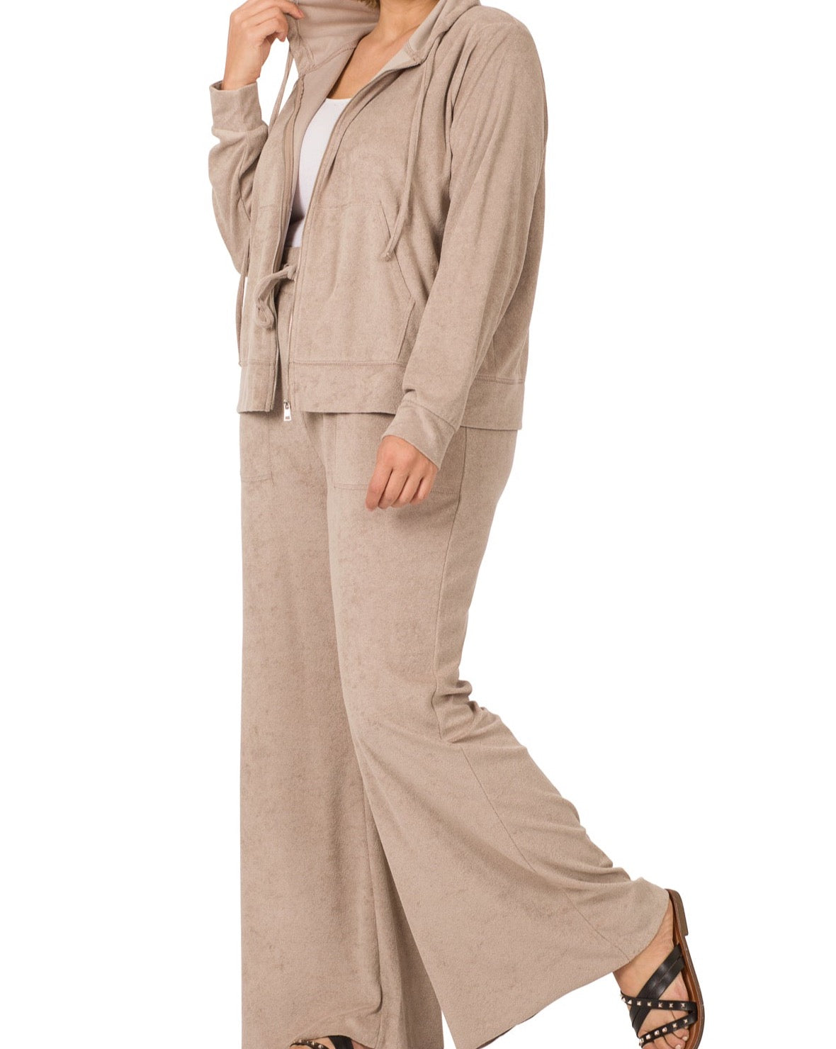 Ash Mocha Loop Terry Jacket Pants Set