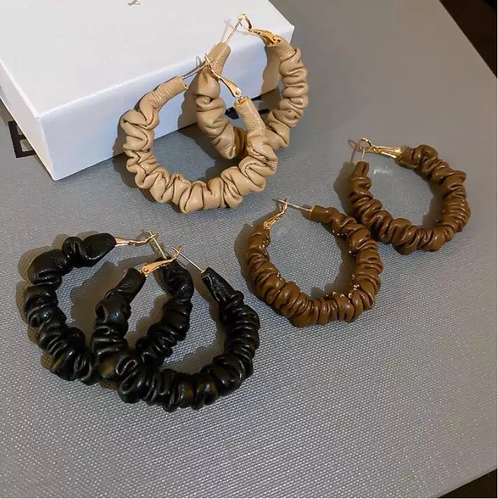 Leather Hoop Earrings