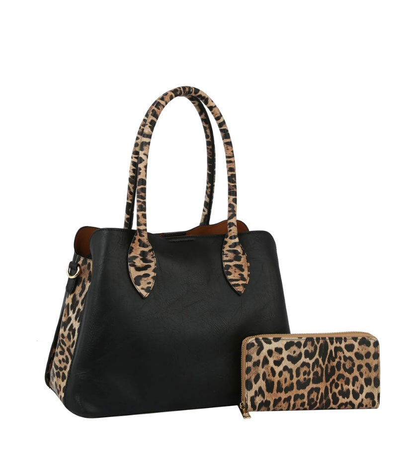 Leopard Color Block Black 2 piece set