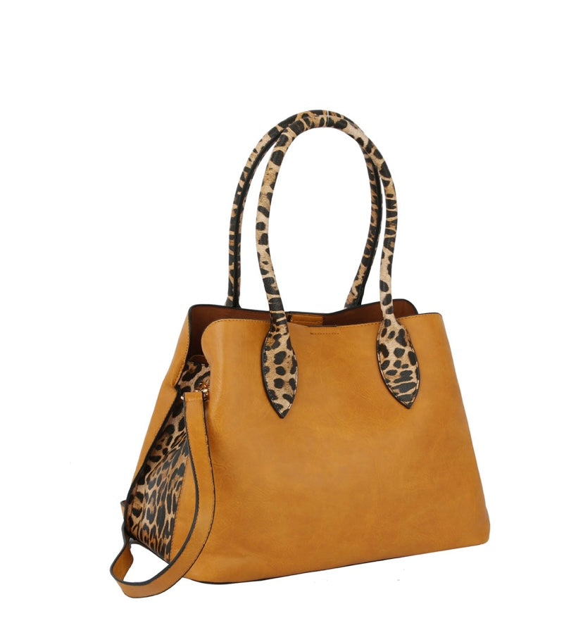 Leopard Color Block tan 2 piece set