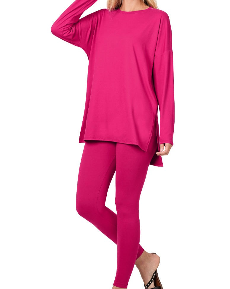 Magenta Long Sleeve Loungewear Set