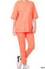 Load image into Gallery viewer, 2 Piece Comfortable Cotton Set Zenana Neon Coral