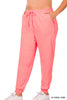 Plus French Terry Jogger Pant Coral Pink Zenana