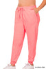 Load image into Gallery viewer, Plus French Terry Jogger Pant Coral Pink Zenana