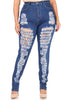 Plus High Waist Skinny Ripped Denim Jeans