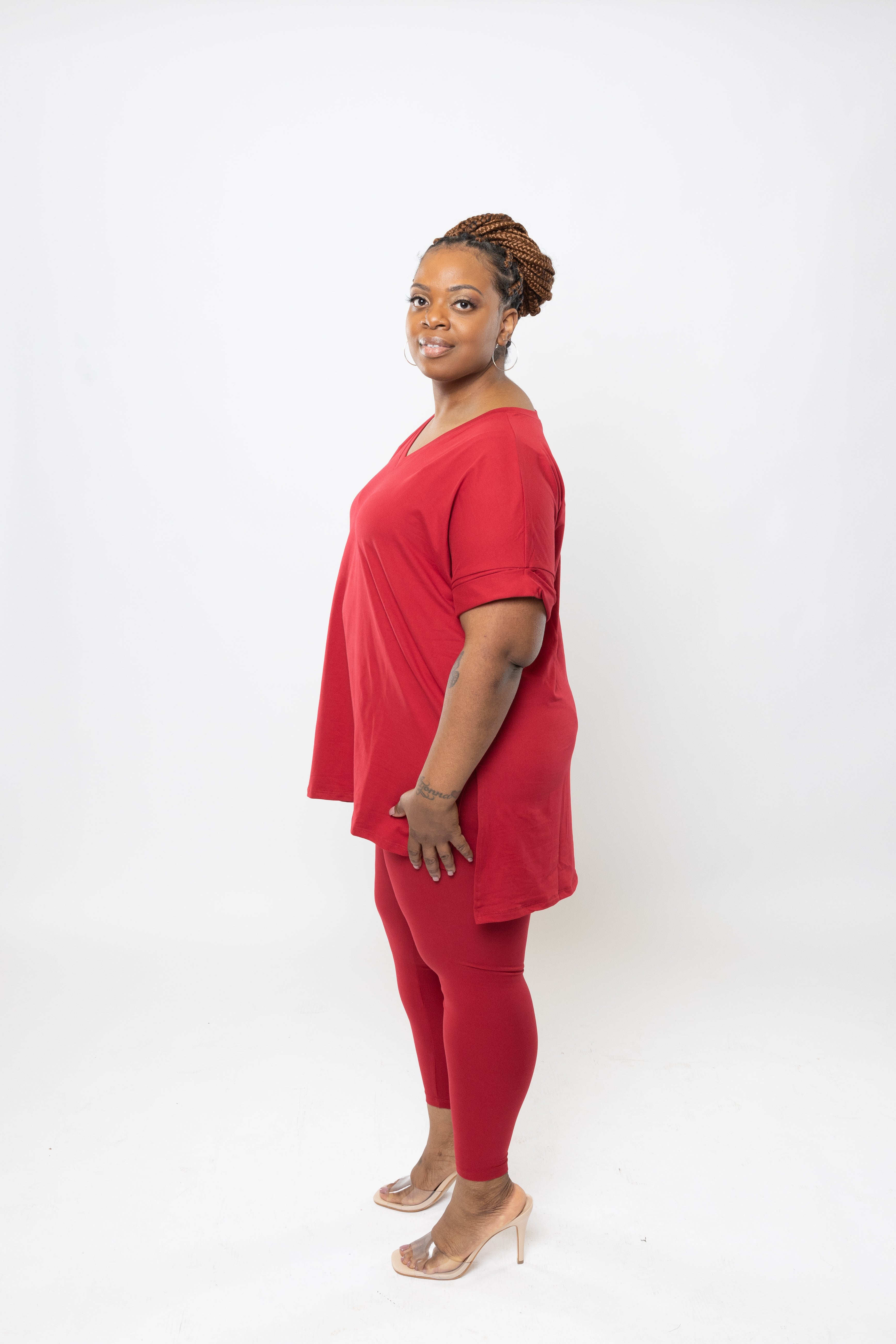 Zenana Burgundy Buttery Soft Legging Matching Set Microfiber