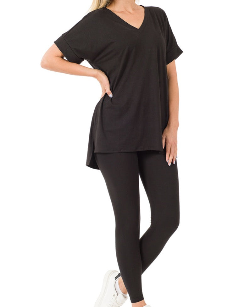 Zenana Black Lounge Wear Set